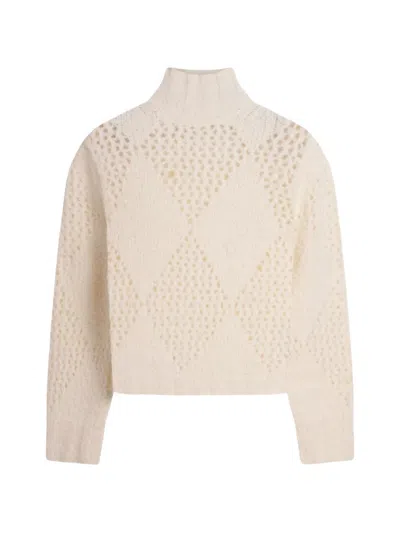 Ballantyne Diamond-intarsia-knit High-neck Sweater In Neutrals