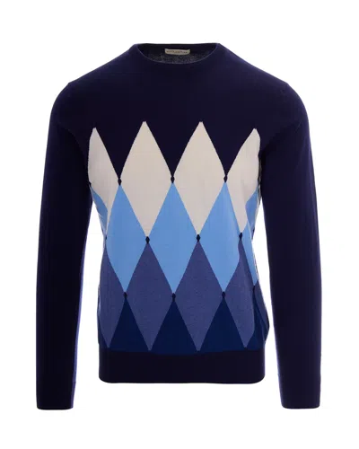 Ballantyne Diamond-knit Sweater In Blue