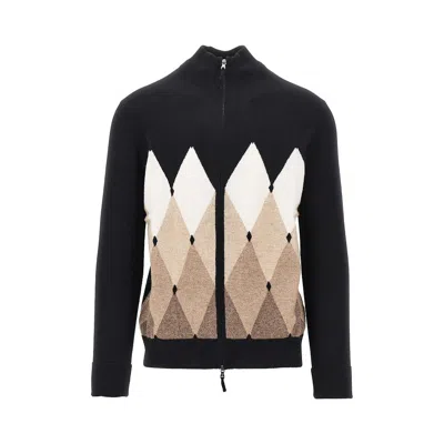Ballantyne Diamond-shaped Cashmere Cardigan In Black