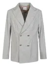 Ballantyne Double-breasted Blazer In Gray