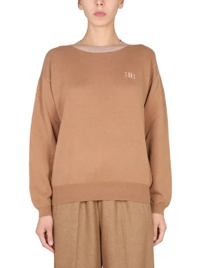 Ballantyne Embroidered Logo Sweater In Brown