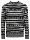 Ballantyne Fair Isle Pattern Wool Blend Sweater In Gray