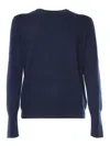 Ballantyne Fine-knit Cashmere Pullover With Round Neckline In Blue