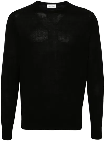 Ballantyne Fine-knit Cotton Jumper In Black