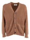 Ballantyne Fine Knit V-neck Cardigan With Button-down Front In Brown
