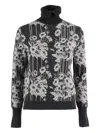 Ballantyne Floral-print Turtleneck Sweater In Black