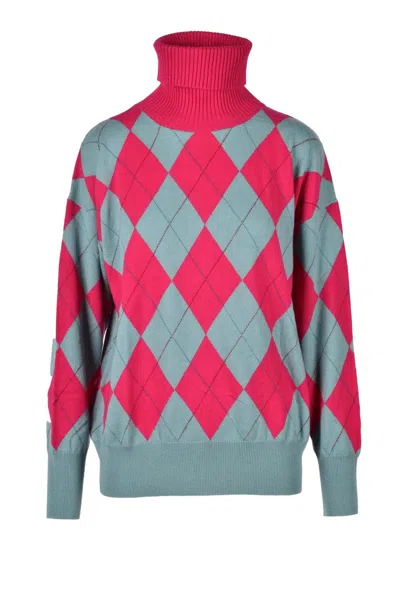 Ballantyne Fuchsia/green Cashmere Knit's In Multi