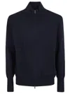 Ballantyne Black Zipped Cardigan With High Collar In Nero Navy