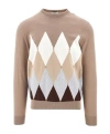 Ballantyne Geometric-print Fine-knit Jumper In Nude