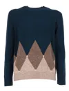 Ballantyne Diamond-pattern Crew-neck Sweater In Blue