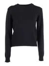 Ballantyne Fitted Wool Pullover With Classic Round Neckline In Blue