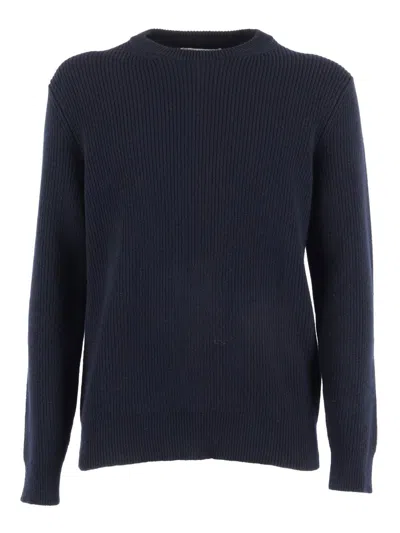 Ballantyne Round-neck Ribbed Sweater In Blue