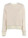 Ballantyne Relaxed-fit White Sweater With Ribbed Neckline In Neutral