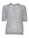 Ballantyne Short-sleeved Rice Stitch Sweater Knitwear Blue In White