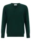 Ballantyne V-neck Cashmere Sweater With Ribbed Detailing In Green