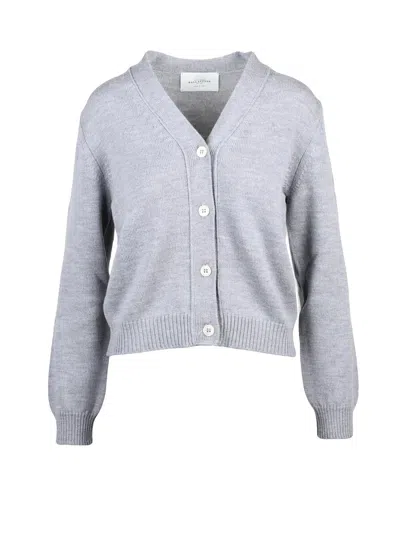Ballantyne Grey Wool Button Cardigan In Gray