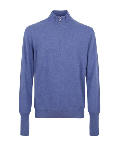 Ballantyne Half-zip Cashmere Jumper In Blue