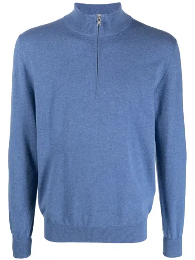Ballantyne Half-zip Cashmere Jumper In Blue