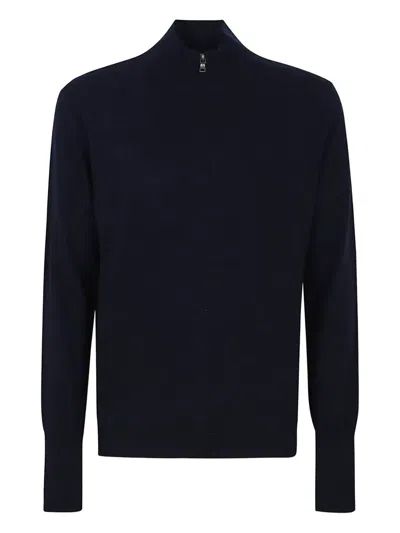 Ballantyne Half-zip Cashmere Polo Shirt In Blue