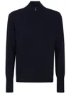 Ballantyne Half-zip Cashmere Pullover With Ribbed Detailing In Blue