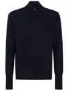 Ballantyne Half-zip Cashmere Pullover With Ribbed Detailing In Blue