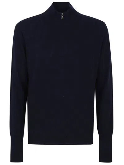 BALLANTYNE HALF-ZIP CASHMERE PULLOVER WITH RIBBED DETAILING