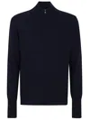 Ballantyne Half-zip Cashmere Pullover With Ribbed Detailing In Blue