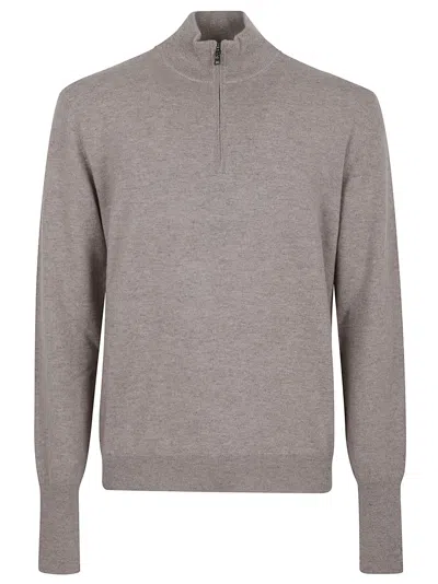Ballantyne High Neck Cashmere Sweater With Half-zip For Men In Brown