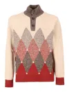 Ballantyne High-neck Diamond-pattern Wool Sweater In Multi
