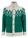 Ballantyne High-neck Cardigan In Green