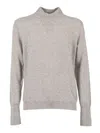 Ballantyne High Neck Cashmere Pullover With Ribbed Cuffs In Gray