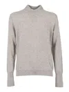 Ballantyne High Neck Cashmere Pullover With Ribbed Cuffs In Gray