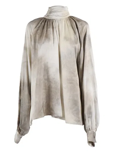BALLANTYNE HIGH-NECK TIE-DYE BLOUSE