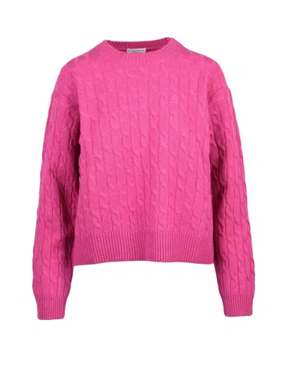 Ballantyne Intricate Cable Knit Crew Neck Sweater In Multi