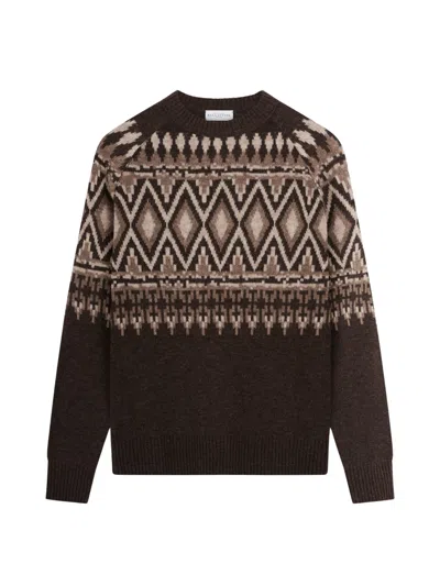 Ballantyne Intricate Geometric Pattern Crew Neck Sweater In Transparent