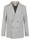 Ballantyne Double-breasted Blazer In Gray