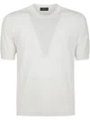 Ballantyne Short-sleeved Knit Top With V-shaped Cutout In Weiss