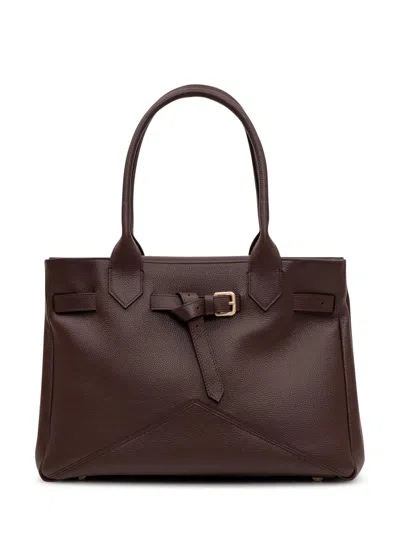 Ballantyne Kate Medium Small-grain Calf Leather Tote Bag In Brown