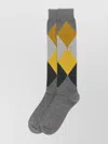 Ballantyne Knee-high Argyle Pattern Diamond Socks In Gray