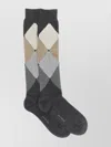 Ballantyne Knee-high Argyle Pattern Socks In Gray