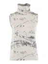 Ballantyne Turtleneck Slipover Sweater In Soft Wool-cotton Blend In Multi