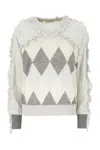 Ballantyne Knitwear With Argyle Pattern And Ruffle In Neutral