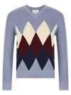 Ballantyne Argyle Pattern Sweater Sweaters And Cardigans Light Blue In Purple