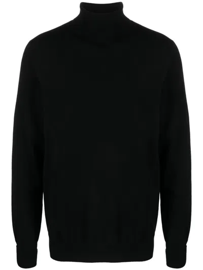 Ballantyne Logo-embroidered Roll-neck Cashmere Jumper In Black