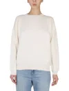 Ballantyne White Solid Crew Neck Sweater In Multi