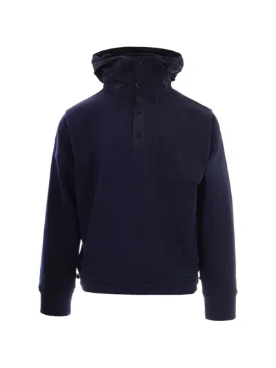 Ballantyne Technical Fabric Hoodie With Adjustable Features And Embroidered Detail In Blue