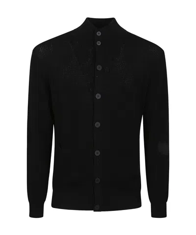 Ballantyne Long Sleeve Knitted Cardigan In Black