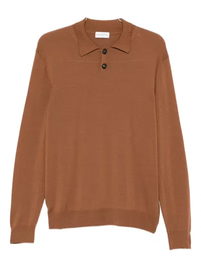 Ballantyne Long-sleeve Polo Shirt In Brown