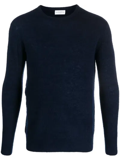 Ballantyne V Neck Knit Sweater Long Sleeves In Blue