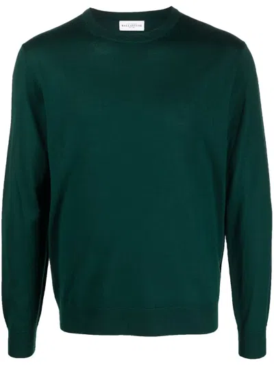 Ballantyne Long-sleeved Fine Knit Jumper In Green